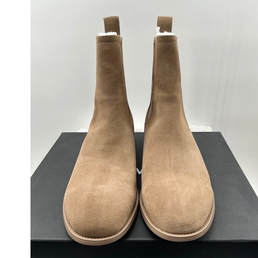 Saint Morta Mens Tan Suede Chelsea Boots Size 45 US 11 Brown Embossed Logo